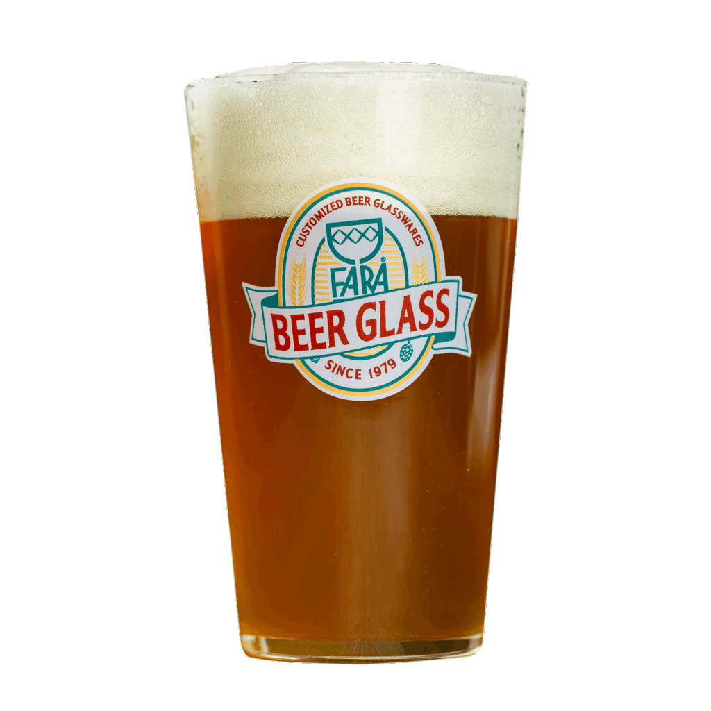 bicchiere da birra cilindrico in vetro per ristorante, bar, hotel decorato con serigrafia personalizzata