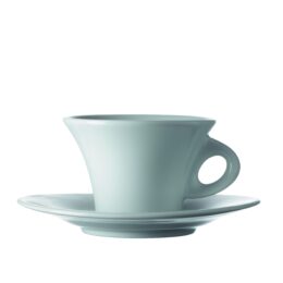 tazza Aida Cappuccino con piatto, realizzata in porcellana dura feldspatica