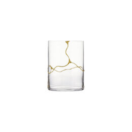 Multiuso Kintsugi glass decorated with embossed gold resin to recreate the Japanese kintsugi effect.