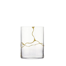Bicchiere Kintsugi Multiuso decorato con resina oro in rilievo a ricreare l'effetto giapponese del kintsugi