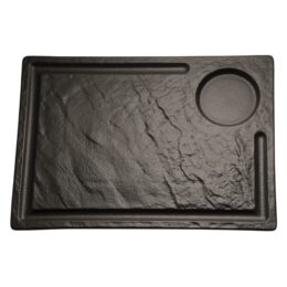 Vulcania Black Steak Plate in Porcelain