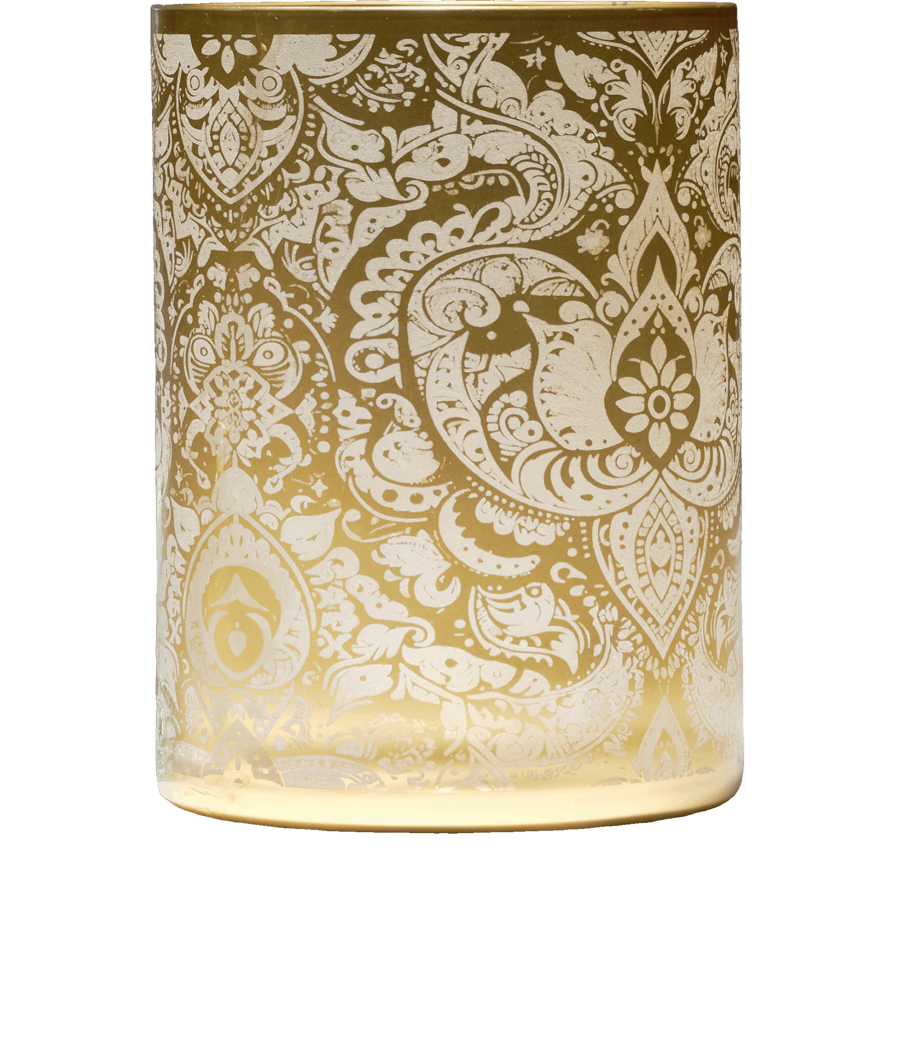 bicchiere tumbler in vetro decorato dorato