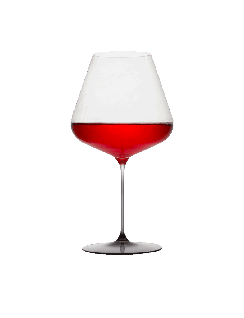 Transparent glass goblet with a rounded bowl