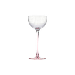 Ophelia distillate cup with pink gradient painted stem and cup with laser-engraved equidistant line decoration