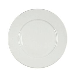 piatto piano da 27 cm in porcellana bianca con falda larga