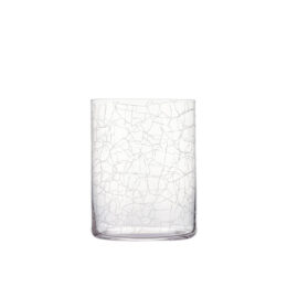 multiuso craquelé glass with satin-colored screen-printed decoration to recreate the typical cracked effect of craquelé