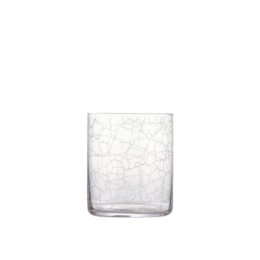 craquelé glass water glass with satin-colored screen-printed decoration to recreate the cracked effect typical of craquelé