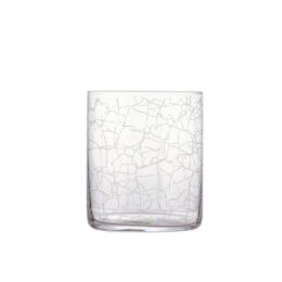 bicchiere craquelé acqua in vetro con decoro realizzato in stampa serigrafica color satinato a ricreare l'effetto crepato tipico del craquelé